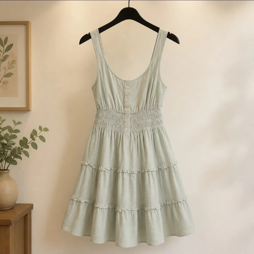 urban outfitters mint green dress Urban Outfitters Mint Green Cotton One Shoulder Cut Out Midi Dress - size XS 0-2