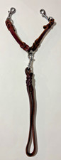 Brown Double 2 Way Dog Leash Leather Coupler Lead Small Medium Dogs Walking Rope