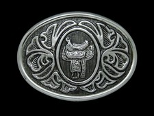 TF03142 VINTAGE 1970s HORSE SADDLE WESTERN COWBOY BELT BUCKLE