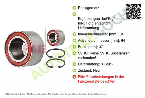 Kit cuscinetto ruota per Opel Daewoo Astra F CC Schaeffler FAG 71364160 79-08 - Foto 3 di 11