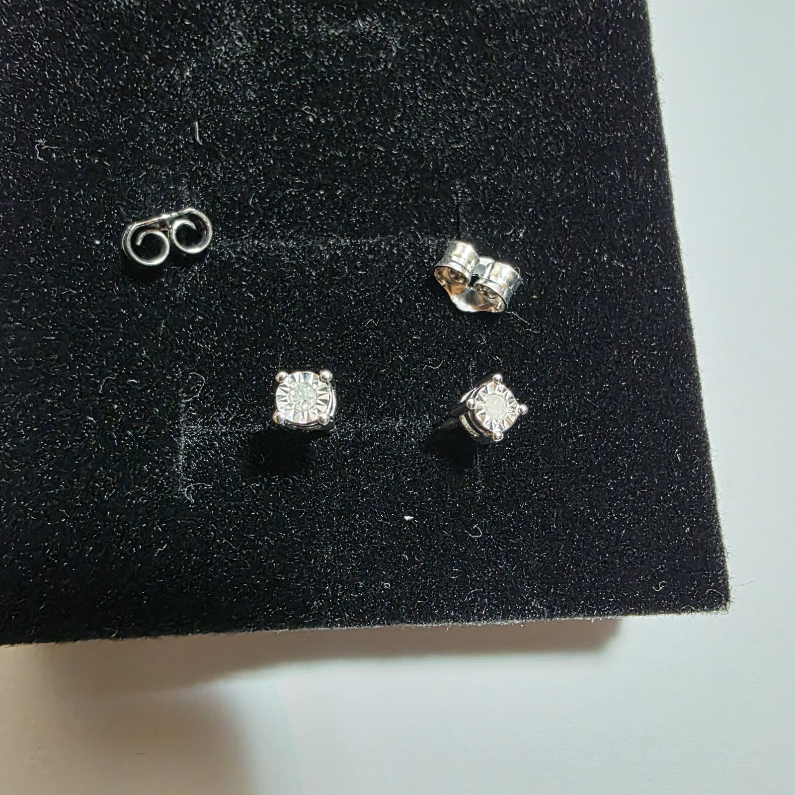 Brilliant Diamond Tiny Stud Earrings Sterling Sil… - image 1