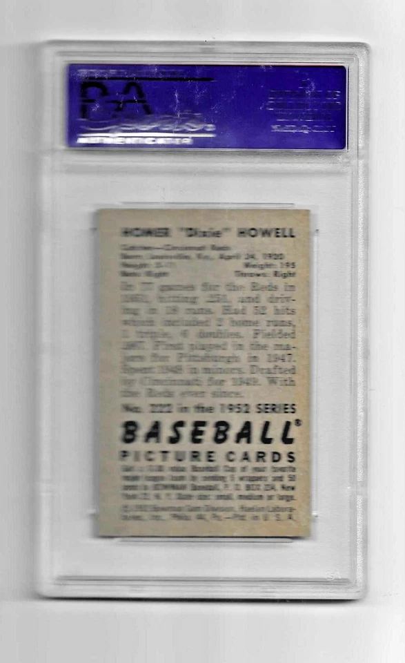 1952 BOWMAN BASEBALL CARD #222 DIXIE HOWELL GRADED PSA 7 NQ MLB CINCINNATI REDS - Image 4 of 4