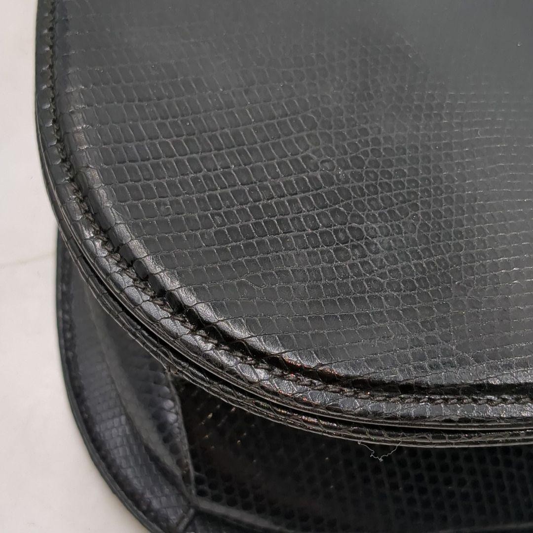 GUCCI Lizard Horsebit Shoulder Bag Snaplock Leather Black Gold Hardware Vintage thumbnail 21