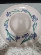 One Piece Chip And Dip Serving Tray Signed L Burke 14 Inch Diameter,  Bowl Is 6