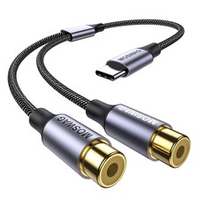 MOSWAG USB C to Dual RCA Stereo Aux Cord Cable Compatible with 1 Pack, Black