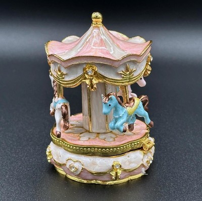 Carousel Trinket Box with Horses Rhinestone Details    Christmas Gift Ideas