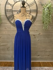 Ladies Strapless Prom Dress Royal Blue With Gemstones Size 4