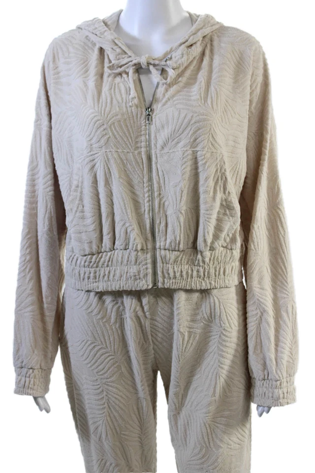 Conjunto de sudadera vintage Havana para mujer con capucha manga larga de dos piezas beige talla M Foto 2 de 4