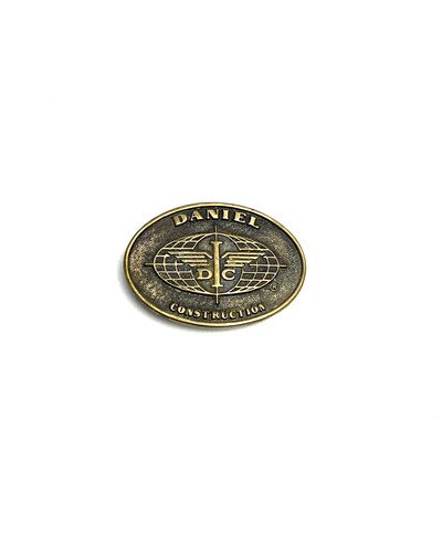 VINTAGE DANIEL CONSTRUCTION BRASS BELT BUCKLE