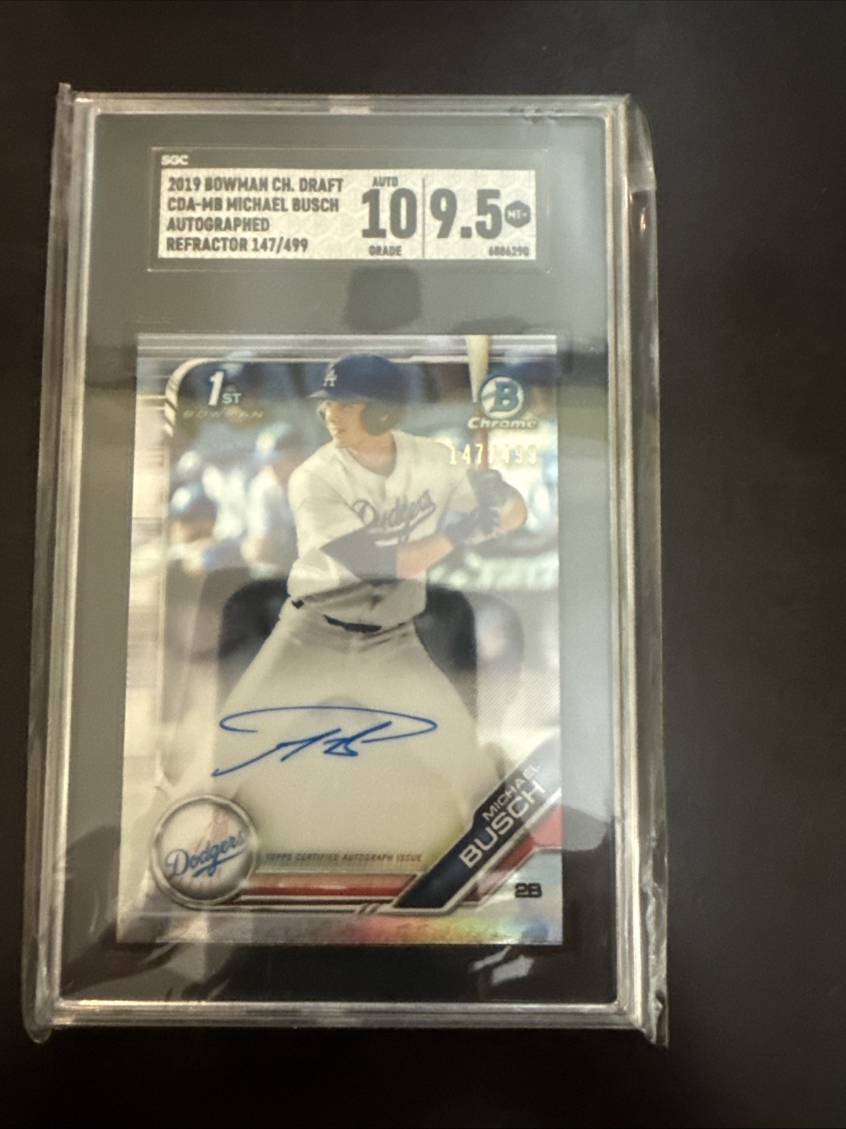 2019 Bowman Draft Michael Busch Chrome Auto 1st Refractor #147/499 SGC 9.5/10