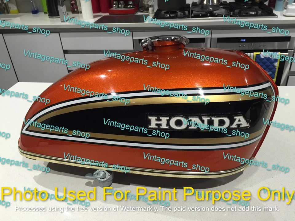 Ajuste para Honda CB550 tanque de gasolina de aço pintado de laranja e preto modelo 1974 - Imagem 2 de 4