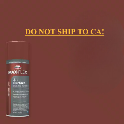 GLIDDEN MAX FLEX Satin Brick Red Interior/Exterior All Surface Spray Paint 12 oz