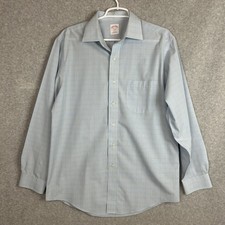 Brooks Brothers 346 Non Iron Button Down Shirt Mens 15 1/2 4 5 Blue Plaid