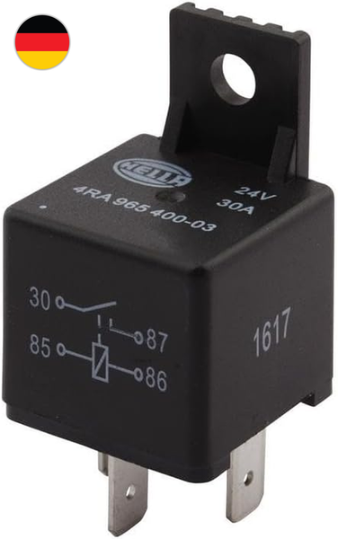 Hella 4RA 965 400-031 Relais, Arbeitsstrom - 24V - 4-Polig - SchließEr - Mit Hal-image