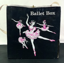 Vintage 1966 BALLET BOX Black w/ Pastel Pink Storage Box by Mattel Vinyl Plastic