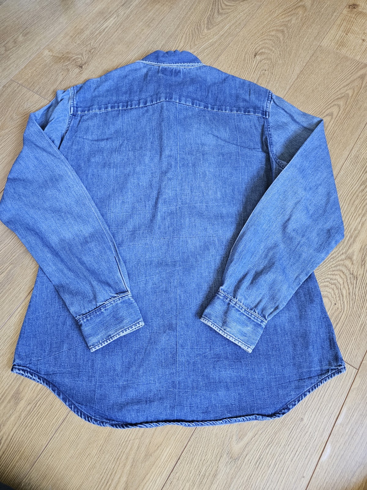 VTG 1999 Levis Sta-Prest Chambray Denim Shirt Mens XL Blue Long Sleeve Black Tab image 9