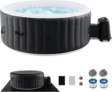 Inflatable Hot Tub, 2-4 Person Blowup Pool Hottub W/110 Air Jets, Heater Pump, F