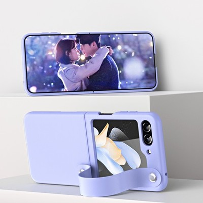 For Samsung Galaxy Z Flip 7 Flip 6 Durable Hand Strap Shockproof Leather Case