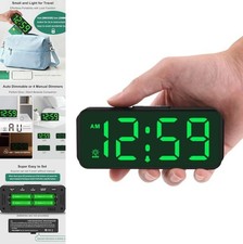 Digital Alarm Clock Battery Powered Slim Portable Travel with Large LED Display