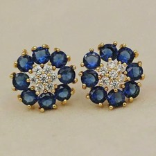 2CT Round Cut Lab-Created Sapphire Stud Wedding Earrings 14K Yellow Gold Plated