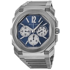 Bulgari Octo Finissimo Chronograph GMT Blue Dial Steel Men's Watch 103467-SD