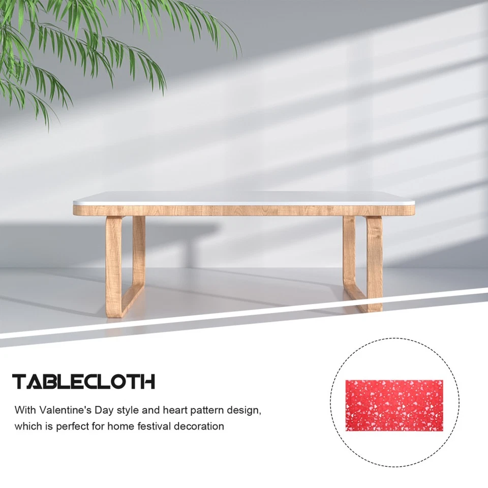  2 Pcs Dinner Table Cover Valentine's Day Love Cloth Heart Pattern Tablecloth - image 3 of 4