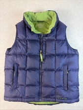 L.L. BEAN Kids M Goose Down Insulated Full-Zip Quilted Puffer Vest Blue Outdoor