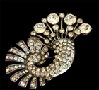 Vintage Eisenberg Original Sterling Silver Rhinestone Brooch Pin Art Deco