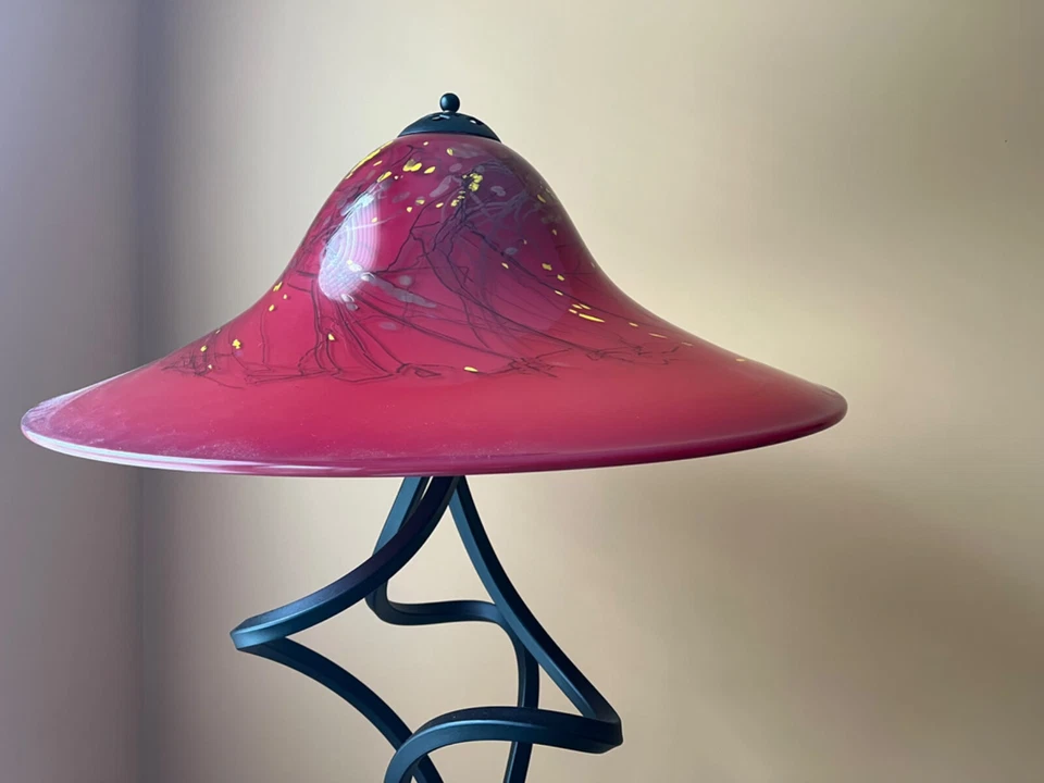 modern floor lamps living room, handblown glass shade, wrought iron base - Изображение 4 из 4