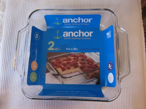 Anchor Glass Cake/baking/cooking Dish with Handles 2L 8" x 8" (20cm x 20cm)- New - Afbeelding 1 van 2