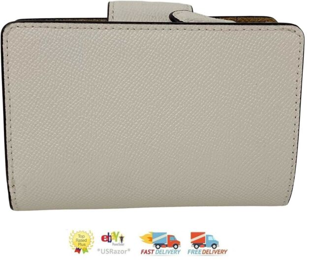Coach 6390 Medium Corner Zip Wallet Chalk Crossgrain Leather for 