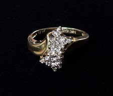 vintage-14k-yellow-gold-natural-diamond-waterfall-cluster-ring-sz-65-estate