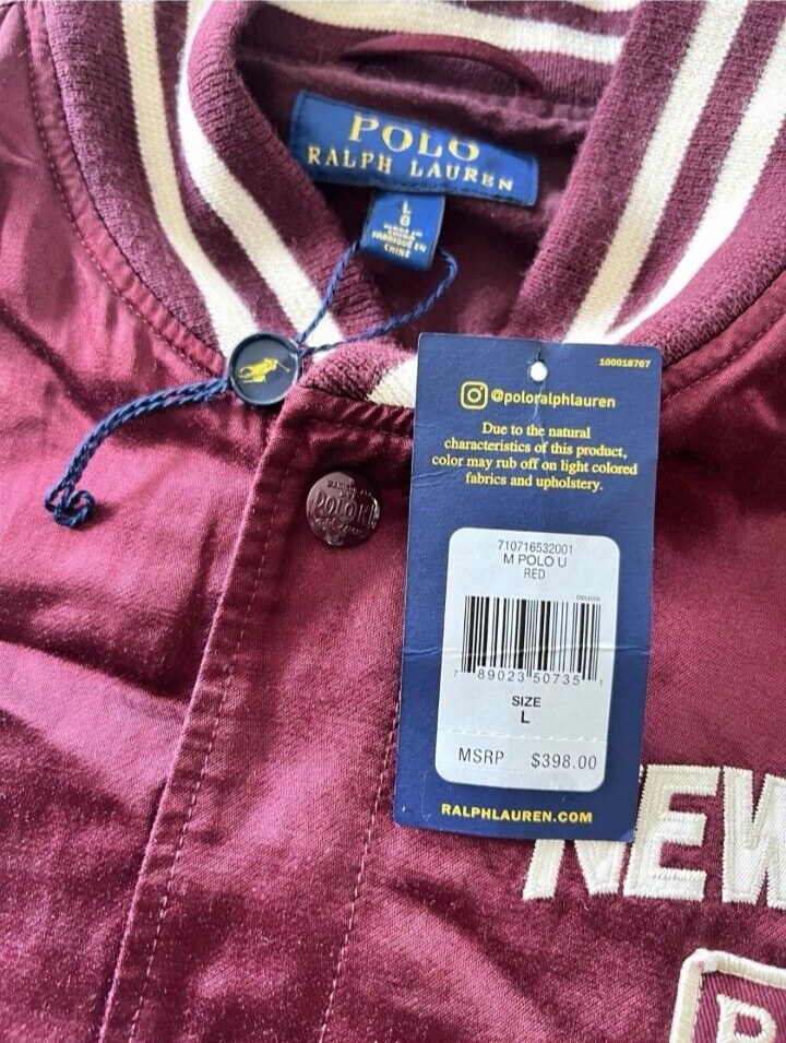 FILA Giacca Polo Ralph Lauren 1967 New York Crew Rowing Marrone Letterman Taglia Large