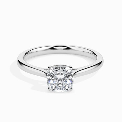 4.00 Ct Certified Cushion Natural Diamond White Gold Finish VVS1 Engagement Ring