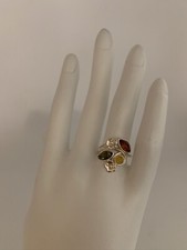Size 7 Multi-Color BALTIC AMBER Ring 925 STERLING SILVER Made in Poland A.490.