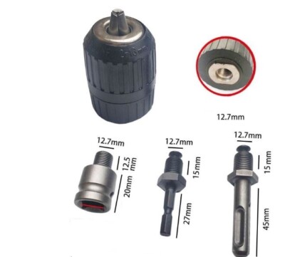 Bohrkopf und 3x Adapter SDS-PLUS Bohrmaschinenfutter