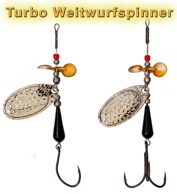 Bavaria Premium Turbo-Weitwurf-Spinner Silver Edition'' Drilling oder Einzelhaken