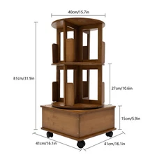 Multi Storage Table, Side Table with Rolling Wheels, Removable Swivel Bookcase