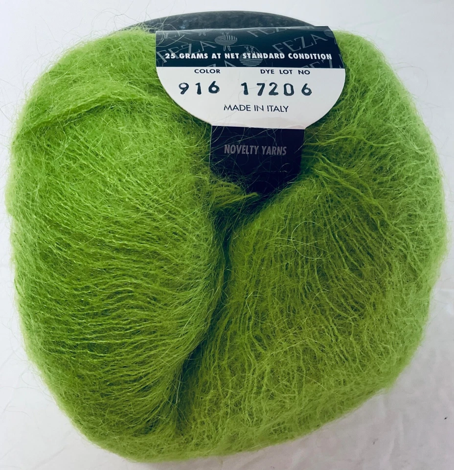 Feza Kid Mohair Yarn Lot of 2 Apple Green New Vintage Soft Halo - Image 3 of 4