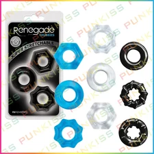Renegade Stackable Penis Cock Ring 3 PACK Set💋Male Erection Enhancer Sex Toy