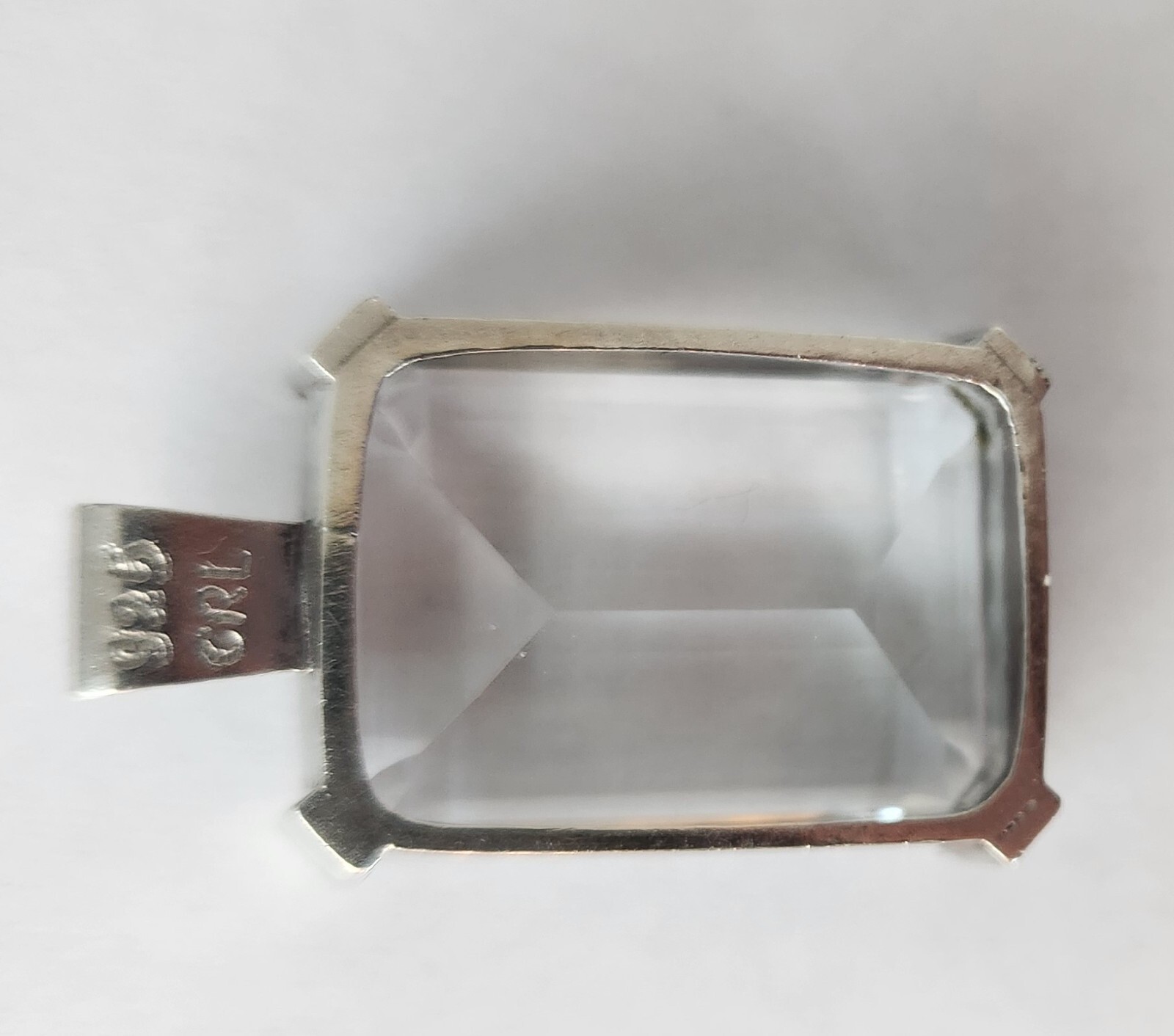 Silver Crystal Clear Quartz Rectangle Pendant 925… - image 13