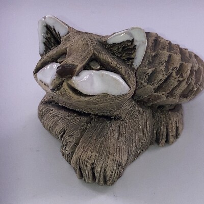 Vtg Artisania Rhiconada hand crafted racoon . Hand Crafted In Uruguay. Sweet .