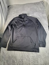 Nike Black Pullover 1/4 Zip Fleece Lined Men Size Large  Dri Fit Long Sleeve