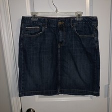 Eddie Bauer Women's 100 Cotton Denim Blue Jean Skirt Size 12 Classic