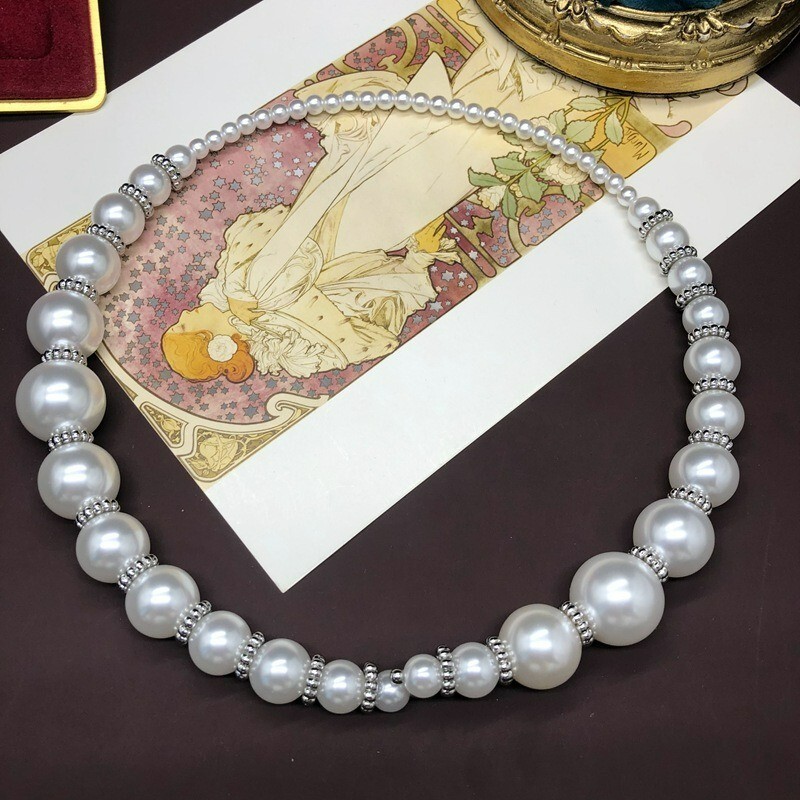 Womens Retro Style Necklace Baroque Pearl Choker Ladies Earrings Ear