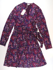 FAT FACE DELPHINE ABSTRACT JERSEY LONG SLEEVE WRAP DRESS 981929 WOMEN UK18