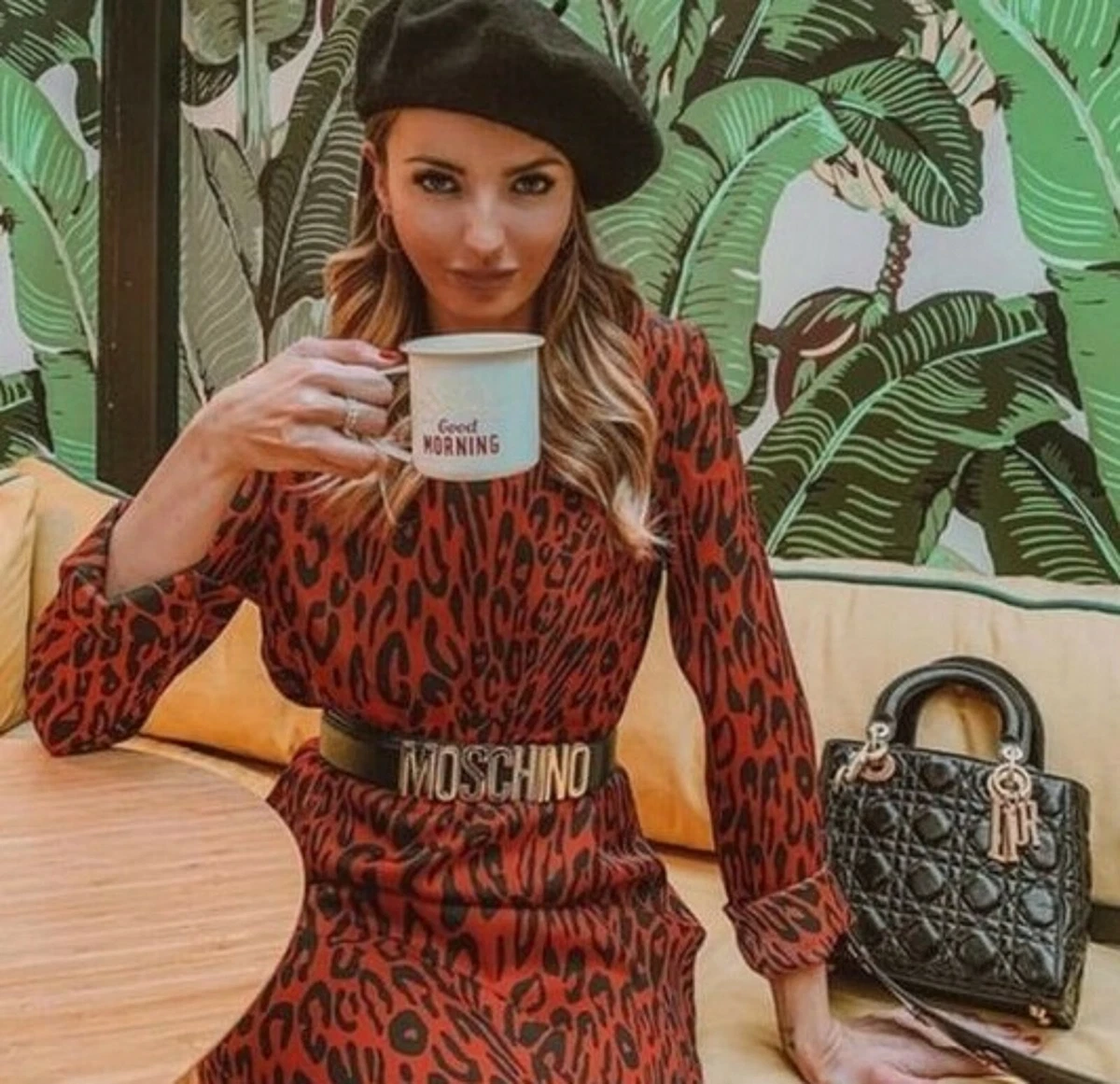 Long red leopard print dress top