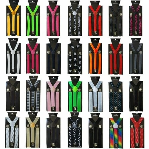 Hosenträger unifarben Muster Damen Herren neon weiß schwarz Y-Form - Bild 1 von 1