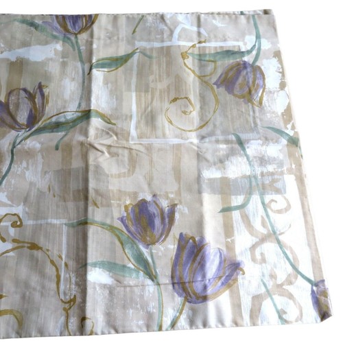 Vintage Springs Queen Bed Skirt with 2 Matching Shams Beige Purple Tulips Retro - Picture 6 of 13