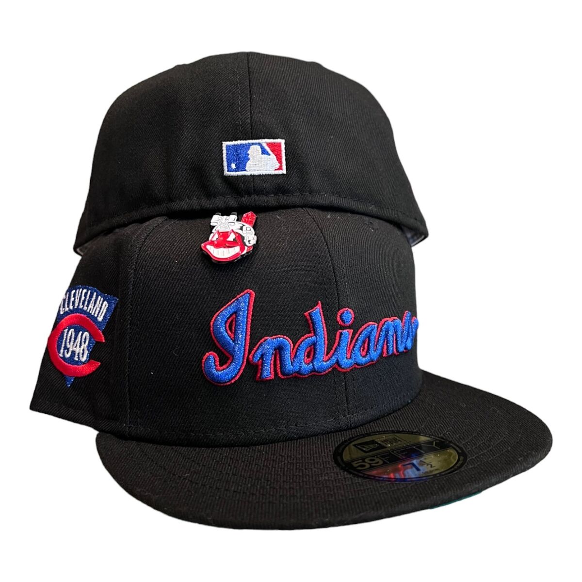 New Era Cleveland Indians 59FIFTY Fitted Hat Cap Black W New Era Cleveland Indians 59FIFTY Fitted Hat Cap Black W
